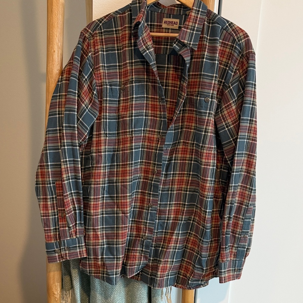 RedHead Casual Plaid Shirt - Red, Blue, and White